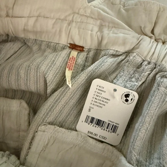 Free People Striped cropped Pants Sky Combo - Picture 4 of 4